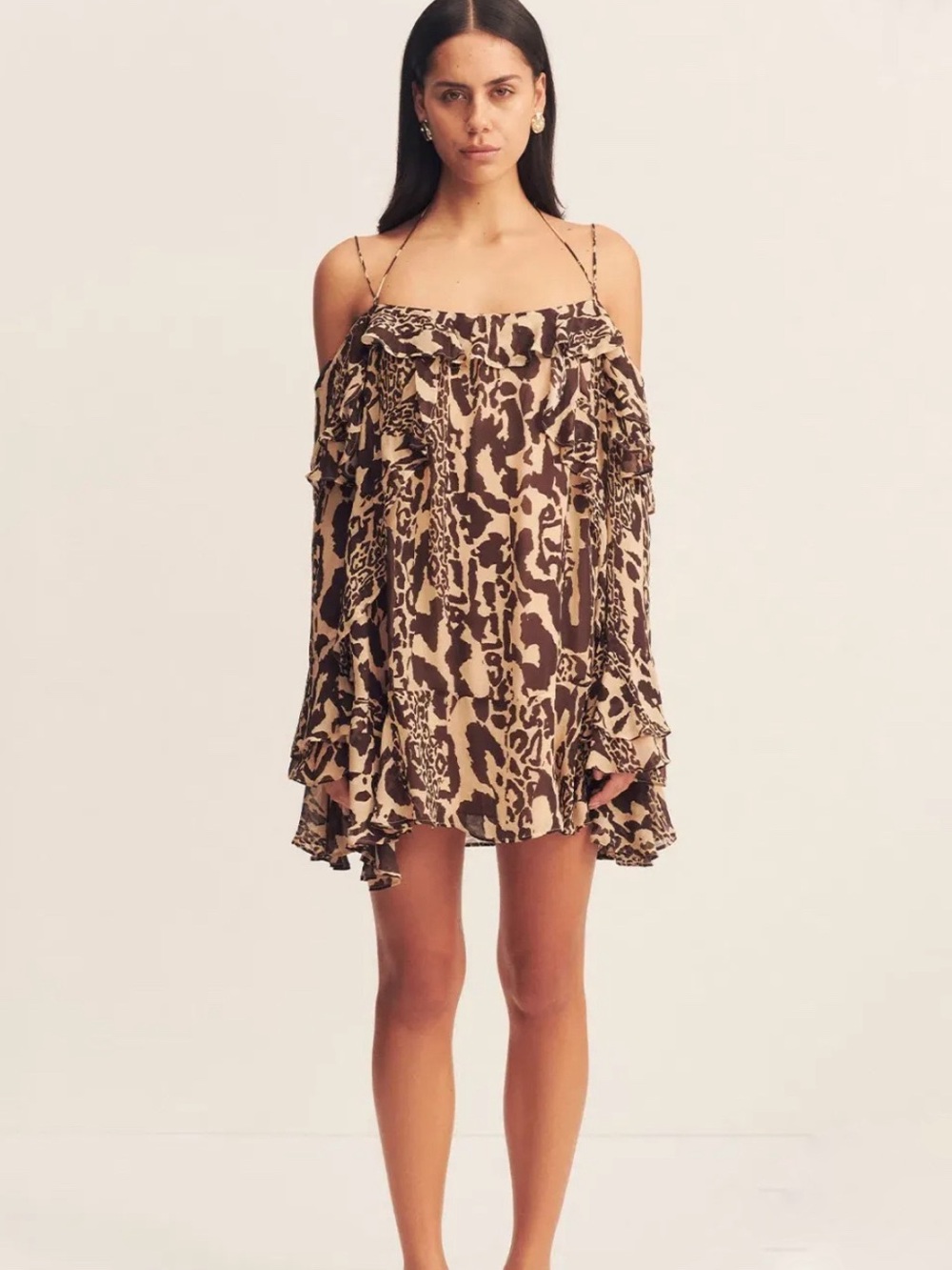 SHONA Joy tiered animal effect mini dress Sz 6 NEW